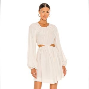 LPA Allard Cut Out Balloon Sleeve Mini Dress Ivory